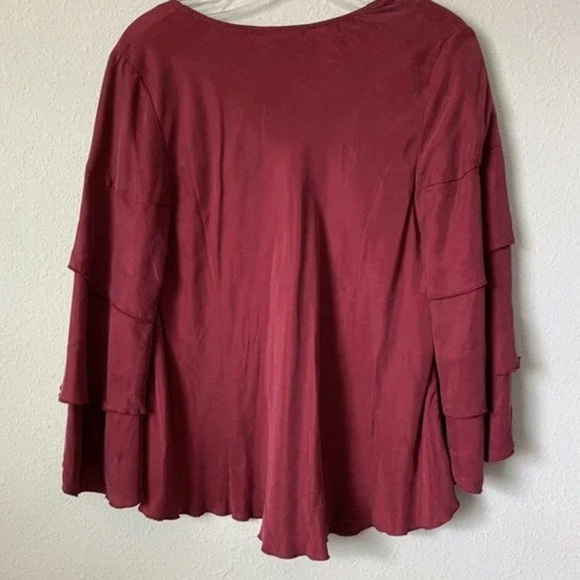 Paper Crown Deep Red Ruffle Blouse - Picture 3 of 8